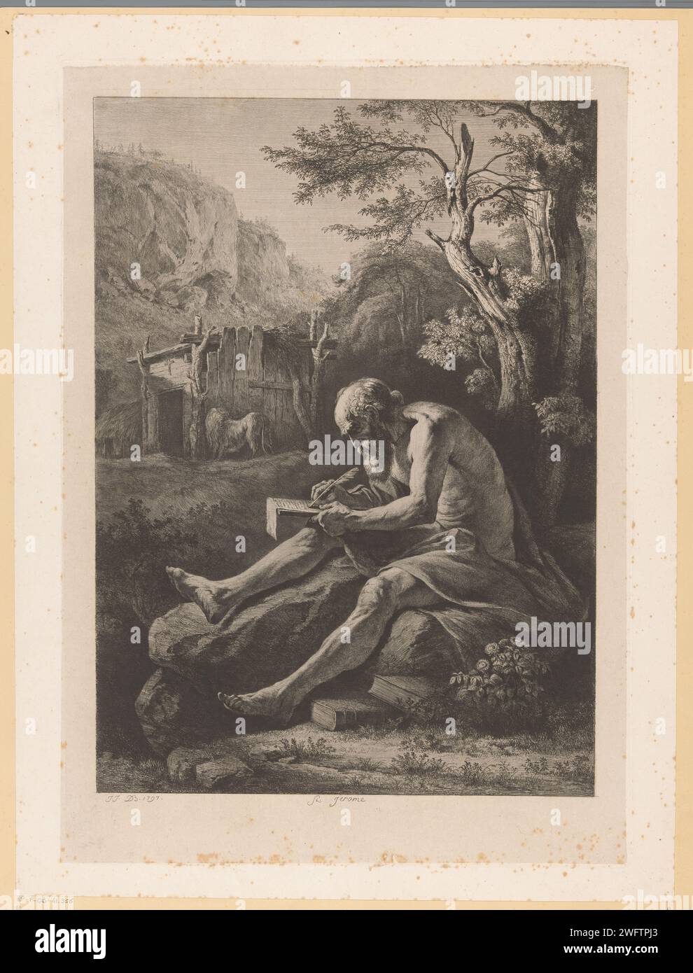 Heilige Hieronymus, Jean Jacques de Boissieu, 1797 print France paper ...