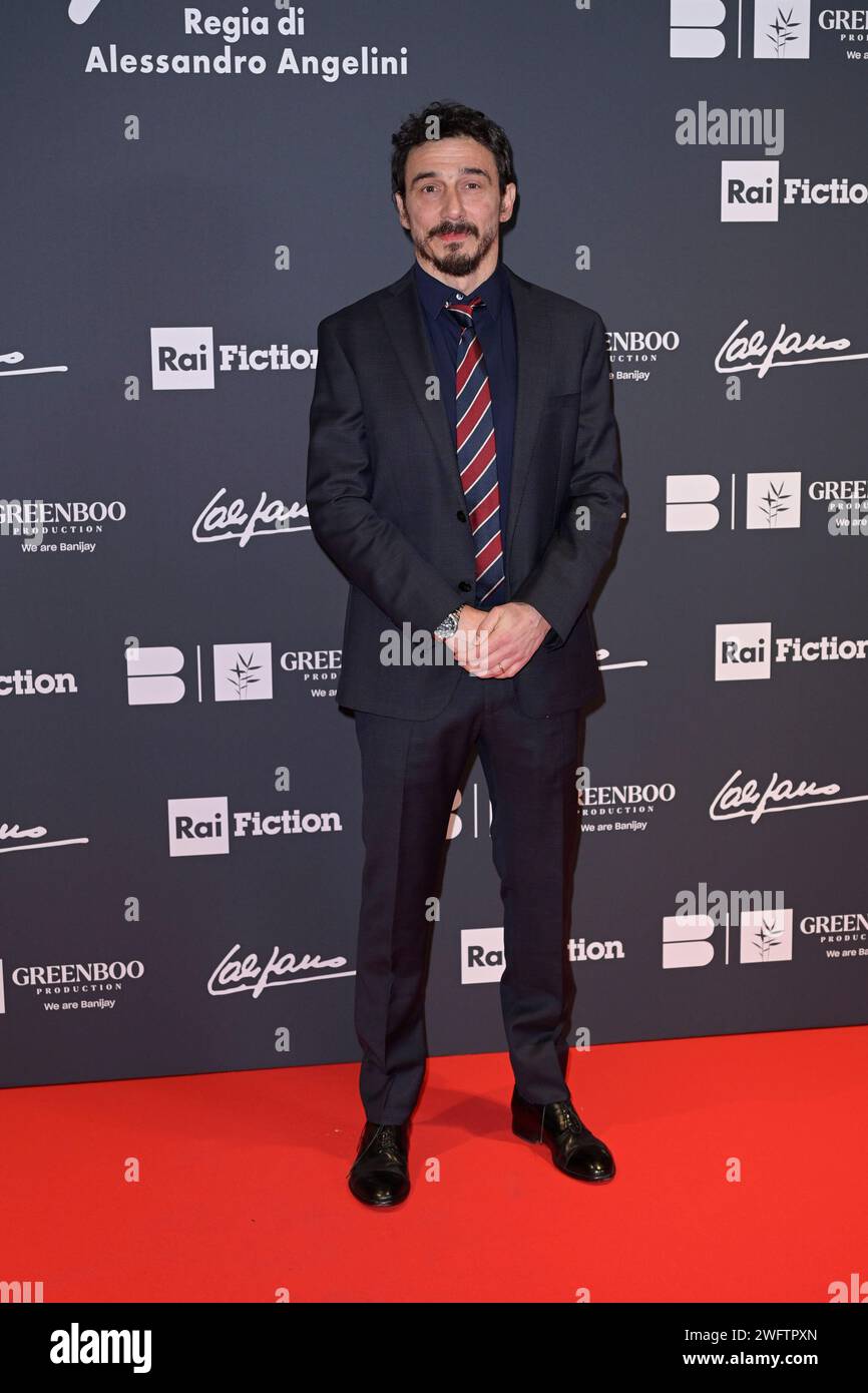 Rome, Italy. 31st Jan, 2024. Alessandro Angelini attends at the red carpet of the Rai tv movie 'Califano' at The Space Cinema Moderno. (Photo by Mario Cartelli/SOPA Images/Sipa USA) Credit: Sipa USA/Alamy Live News Stock Photo