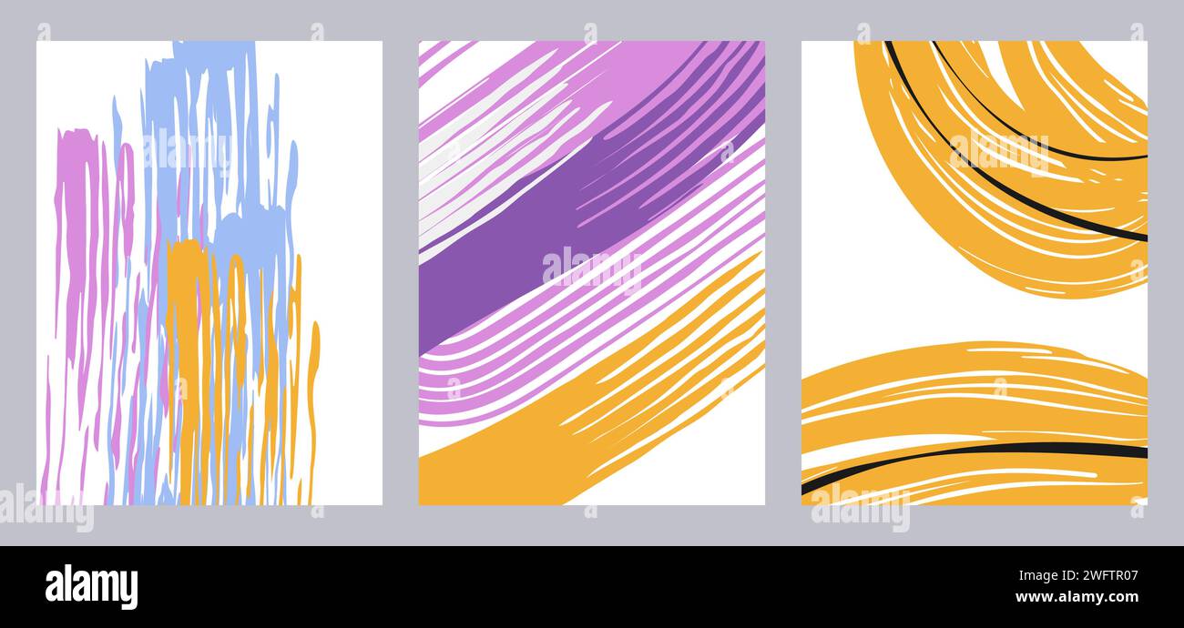 Abstract grunge cover set. Hand drawn brush strokes Stock Vector Image ...