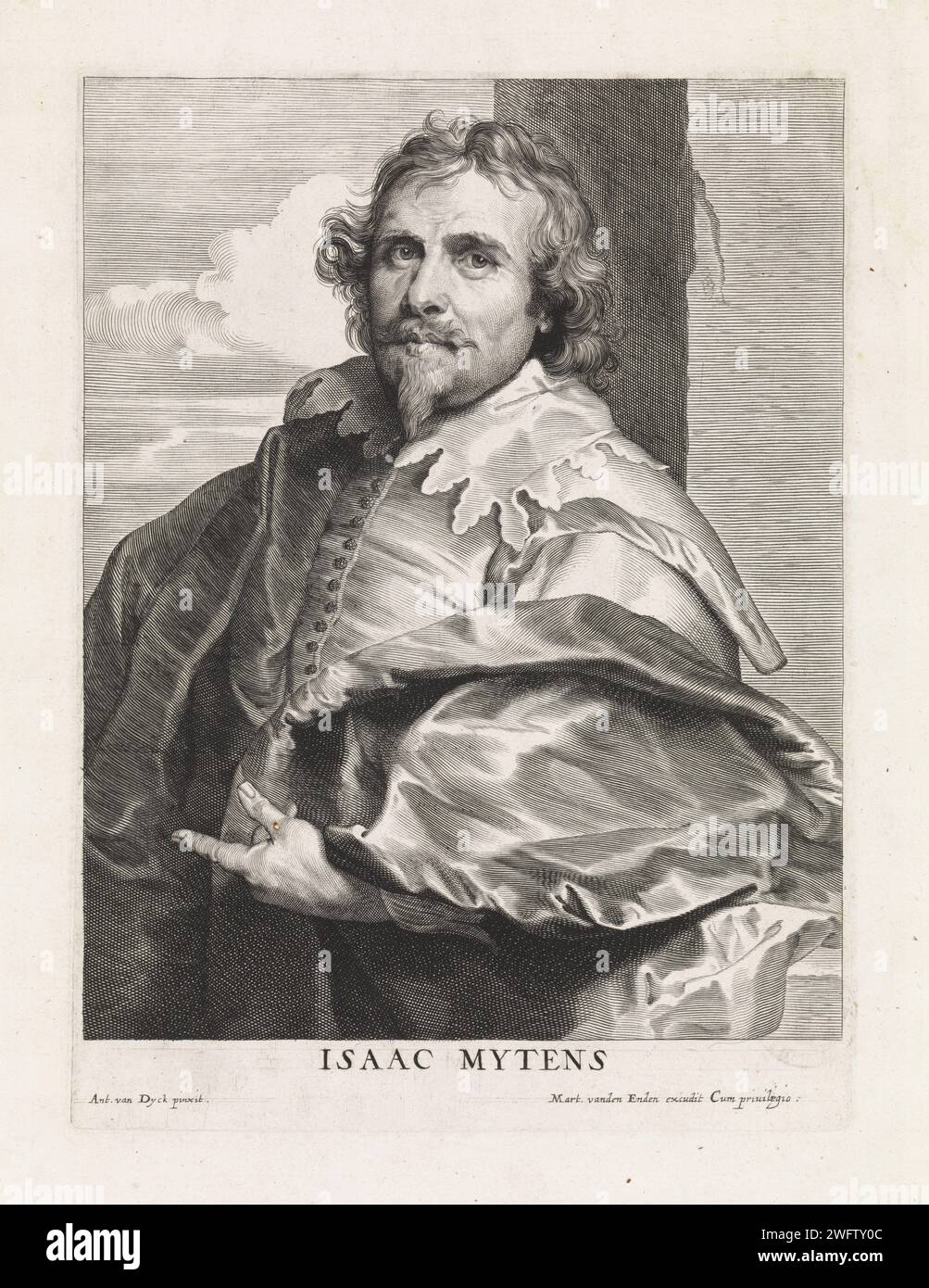 Portrait of the painter Daniël Mijtens (I), Paulus Pontius, After Anthony Van Dyck, 1616 - 1657 print The first name of the person portrayed in the caption is incorrect. Antwerp paper engraving portrait, self-portrait of painter Stock Photo