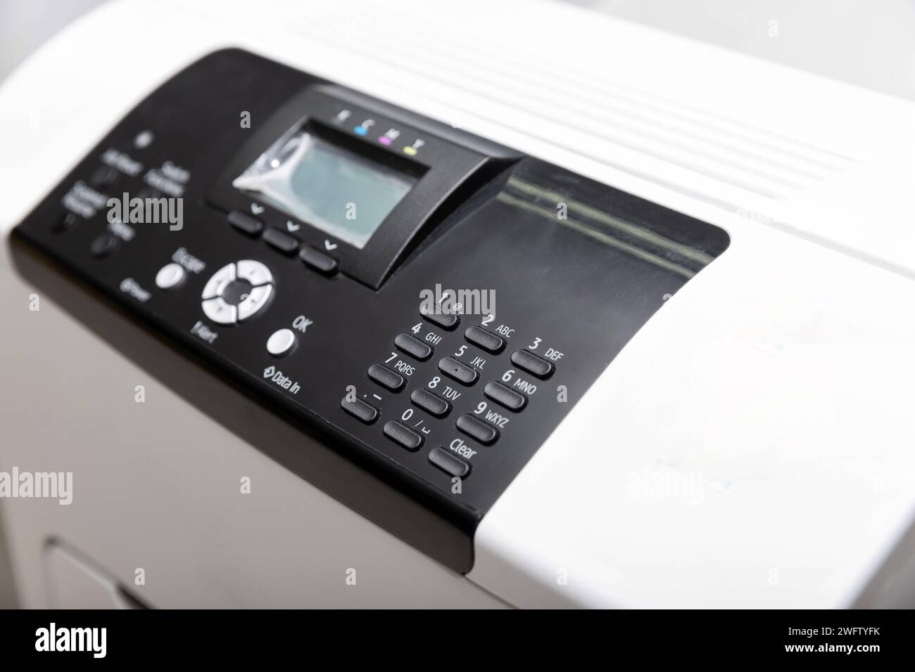 Close up of printer or photocopier control panel, selective focus Stock Photo