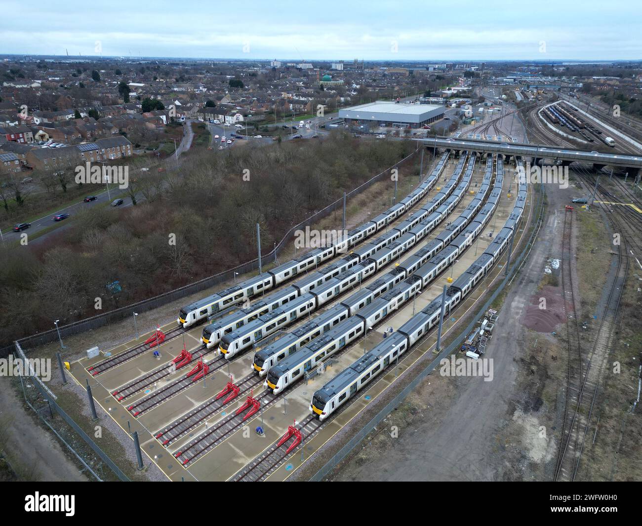 Peterborough, UK. 30th Jan, 2024. Thameslink trains are stationary in ...