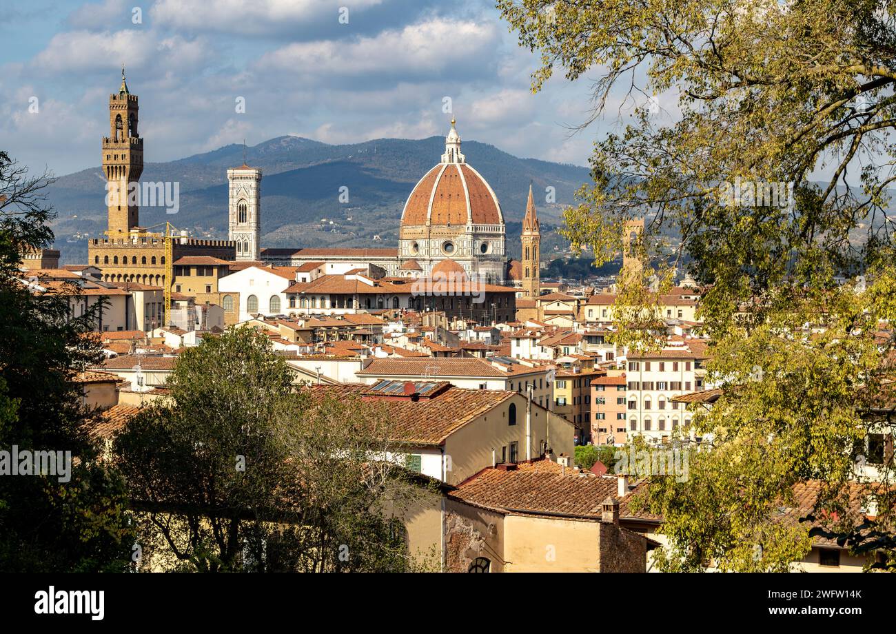 The Duomo in Florence ,with the striking Dome built by Filippo Brunelleschi Florence, Italy Stock Photo