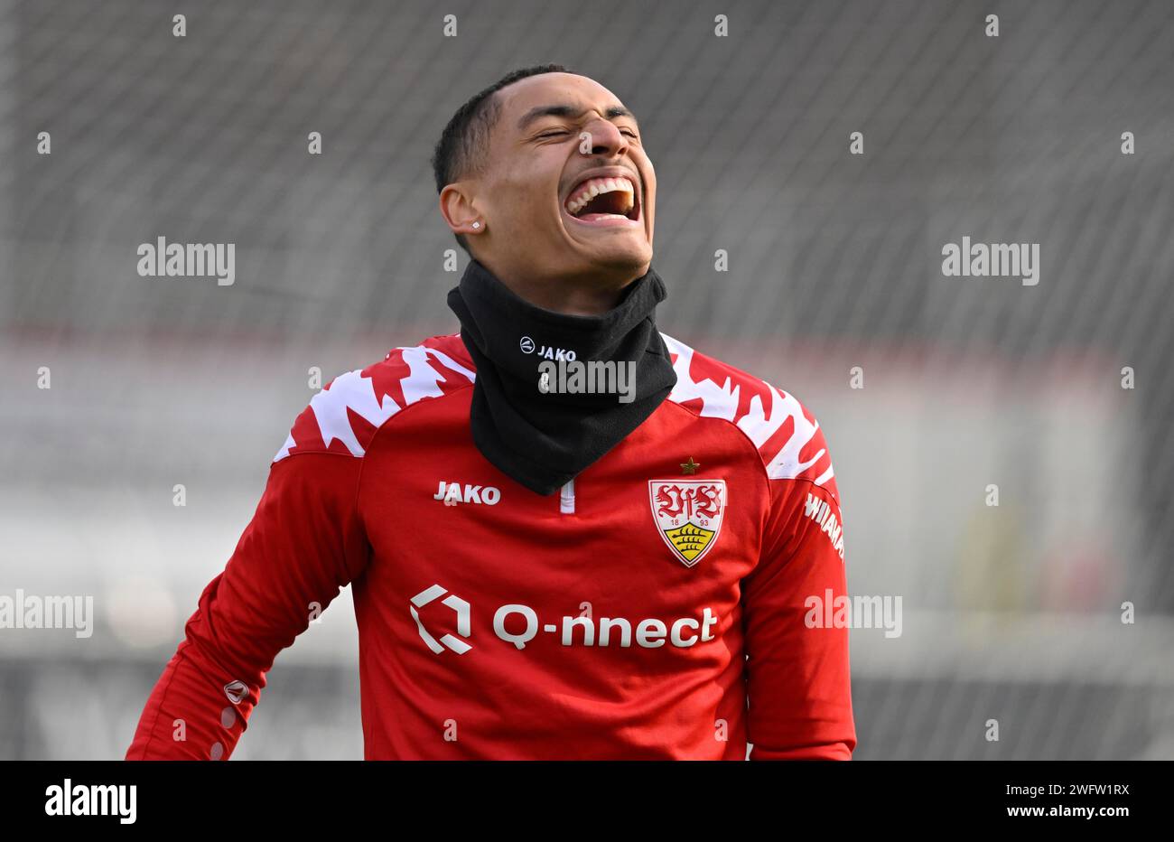 Enzo Millot VfB Stuttgart (08) Warm-up training laughs, Stuttgart, Baden-Wuerttemberg, Germany Stock Photo