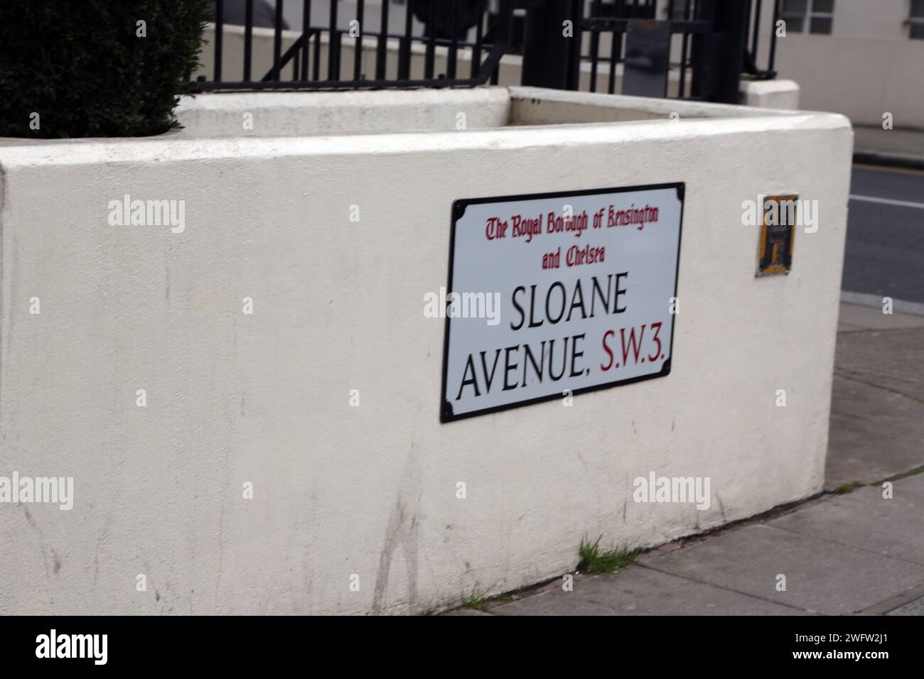 Sloane Avenue Street Name Sign Chelsea London England Stock Photo