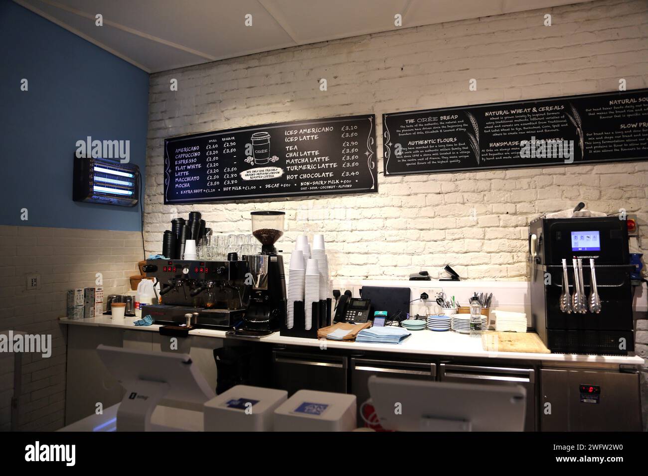 Interior of Coffee Shop at Check Out Chelsea London England Stock Photo