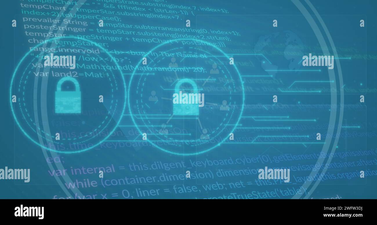 Image of padlock icons and data processing Stock Photo - Alamy