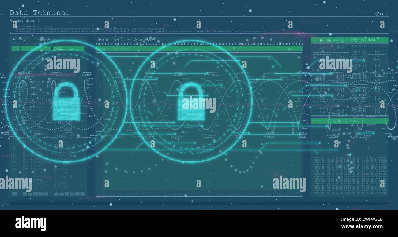 Image of padlock icons and data processing Stock Photo - Alamy