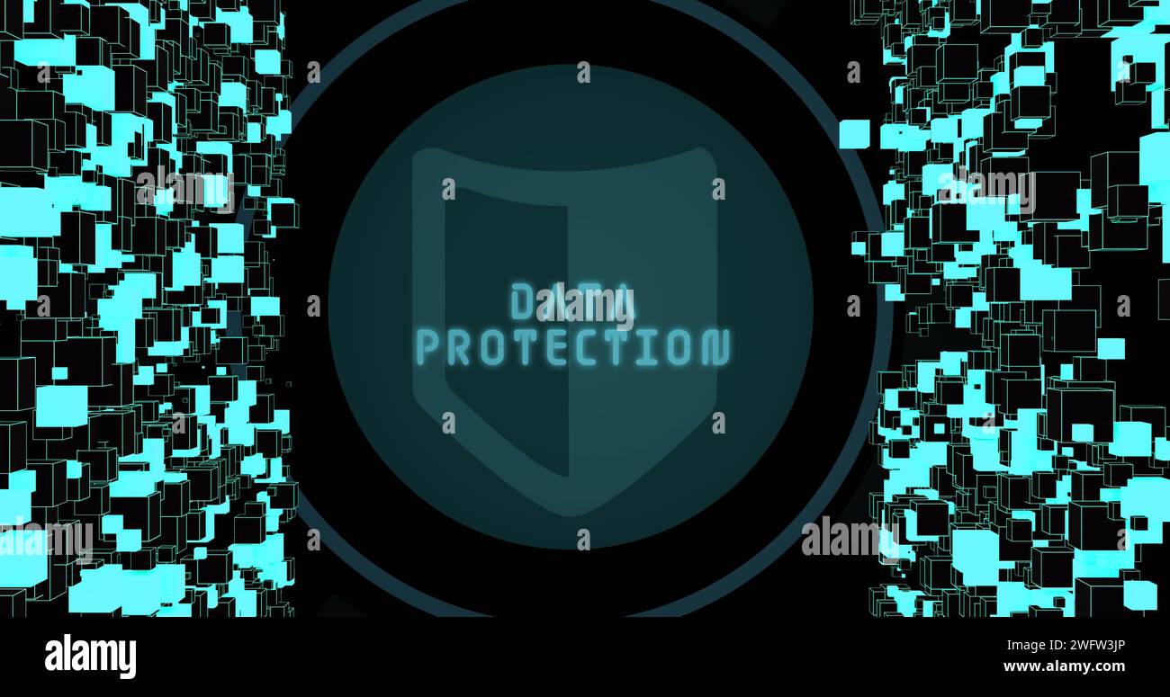 Image of data protection text with scope and network of connections ...