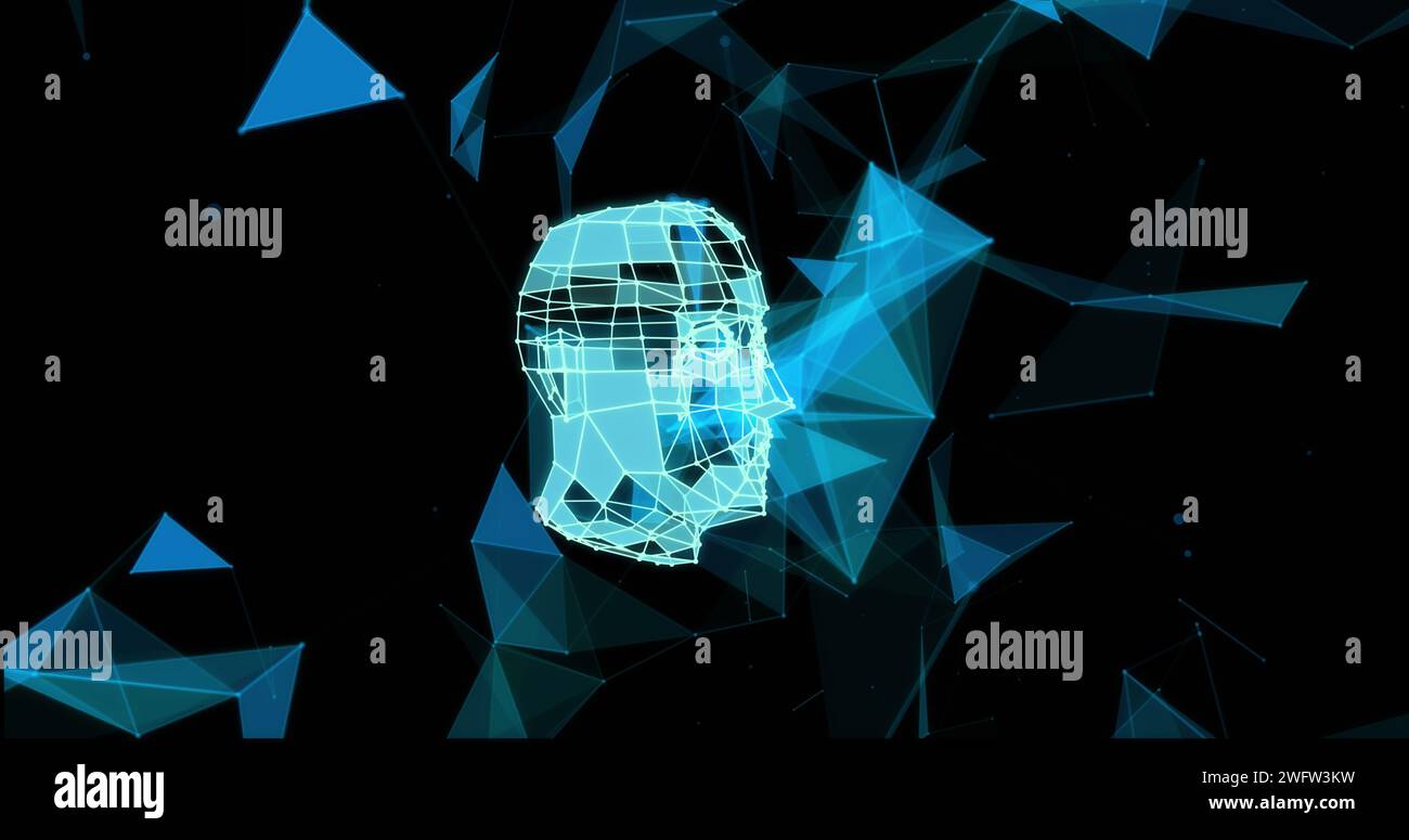 Image of human head and network of connections Stock Photo