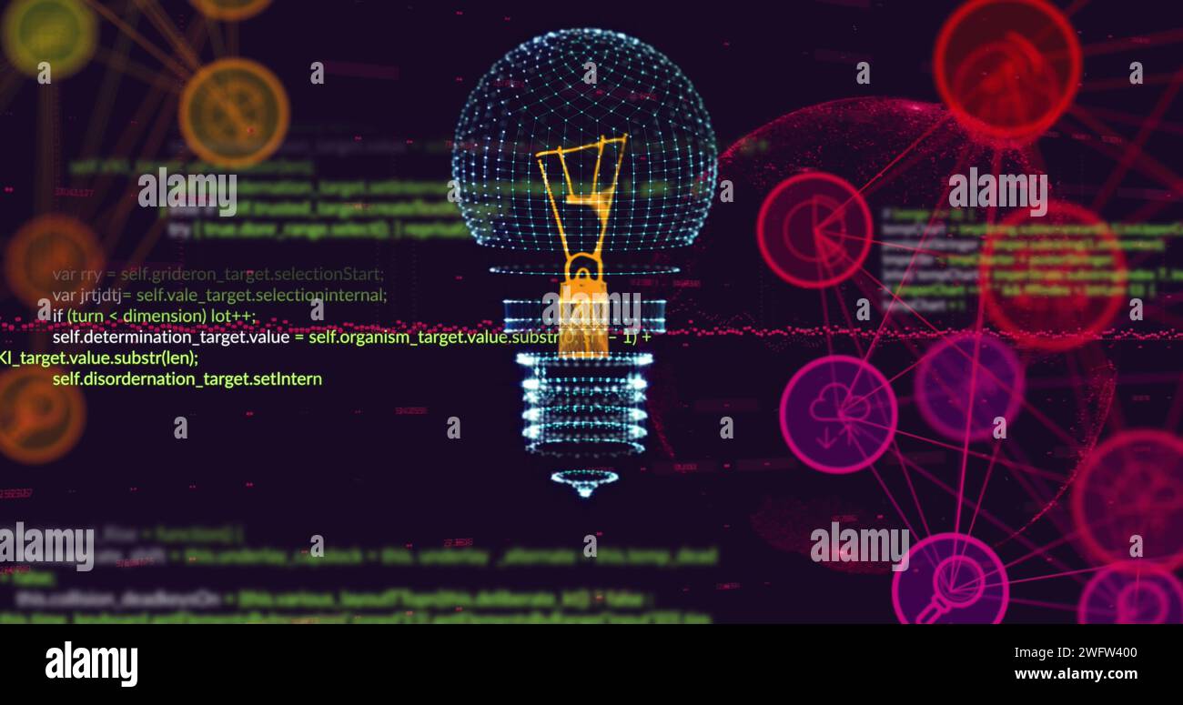 Image of light bulb, connections and data processing Stock Photo - Alamy