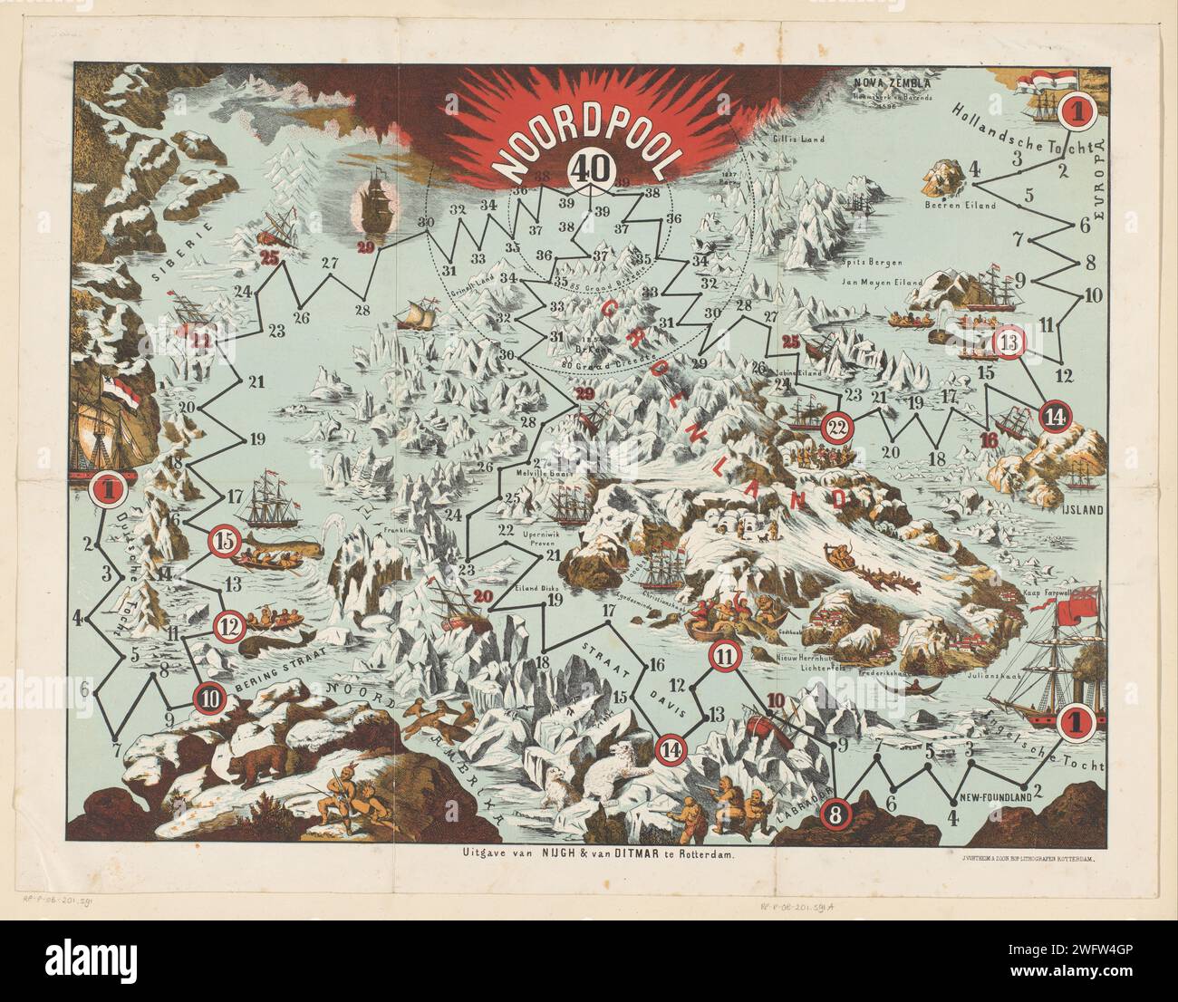 Game rules at the board game Noordpool, 1869 1907 text sheet Text