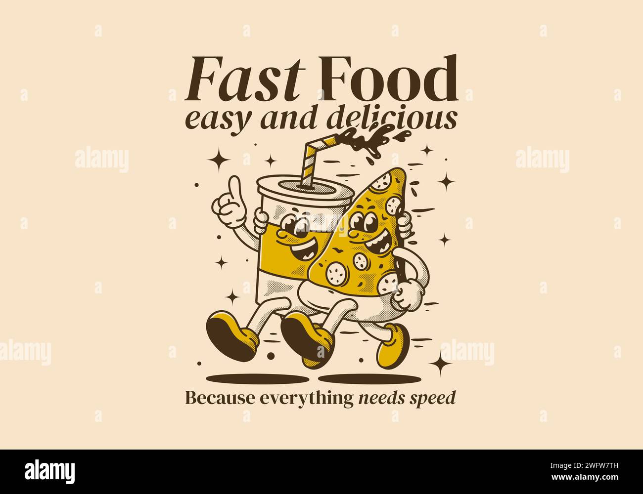 Fast food, easy and delicious. Mascot character illustration of running