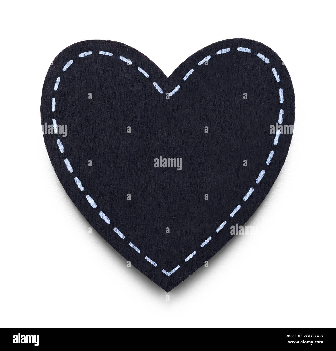 Black Heart Chalk Board Tag Cut Out on White. Stock Photo