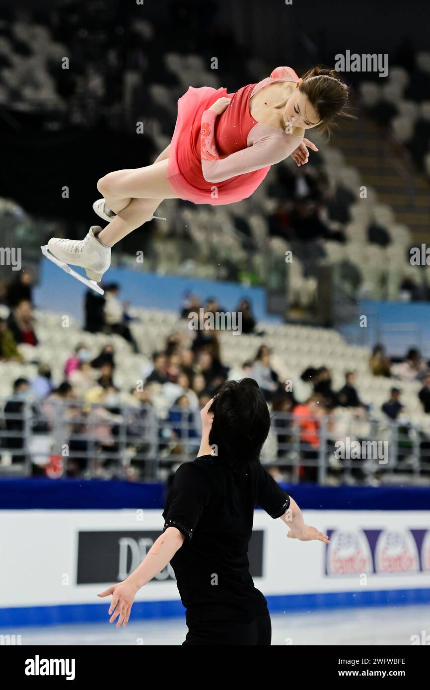 Yuchen WANG & Lei ZHU (CHN), during Pairs Short Program, at the ISU ...