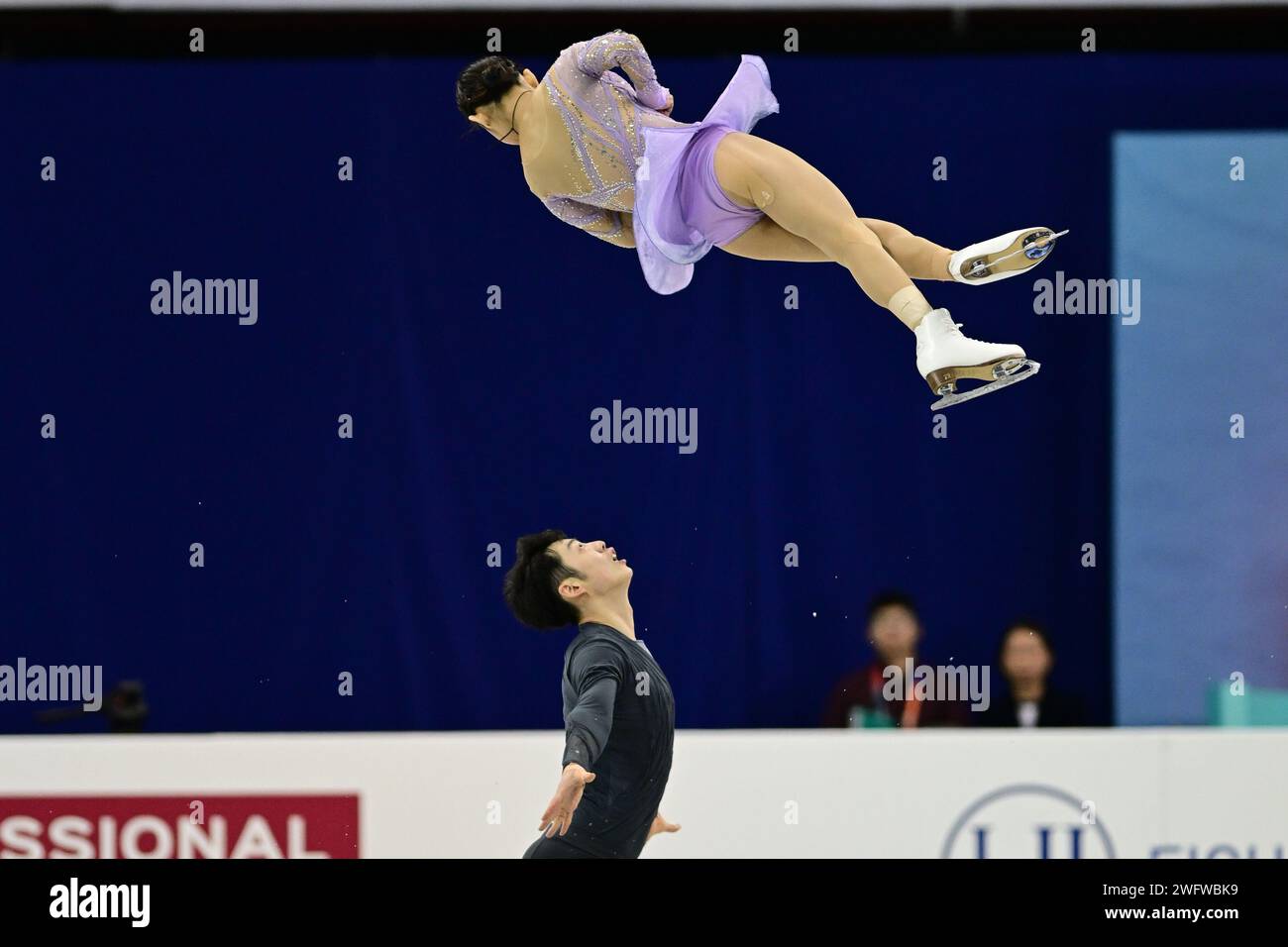 Cheng PENG & Lei WANG (CHN), during Pairs Short Program, at the ISU ...
