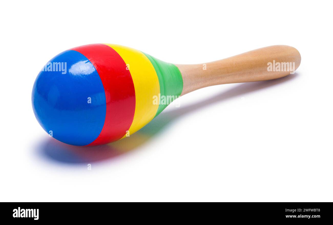 Striped Color Maraca Cut Out on White. Stock Photo