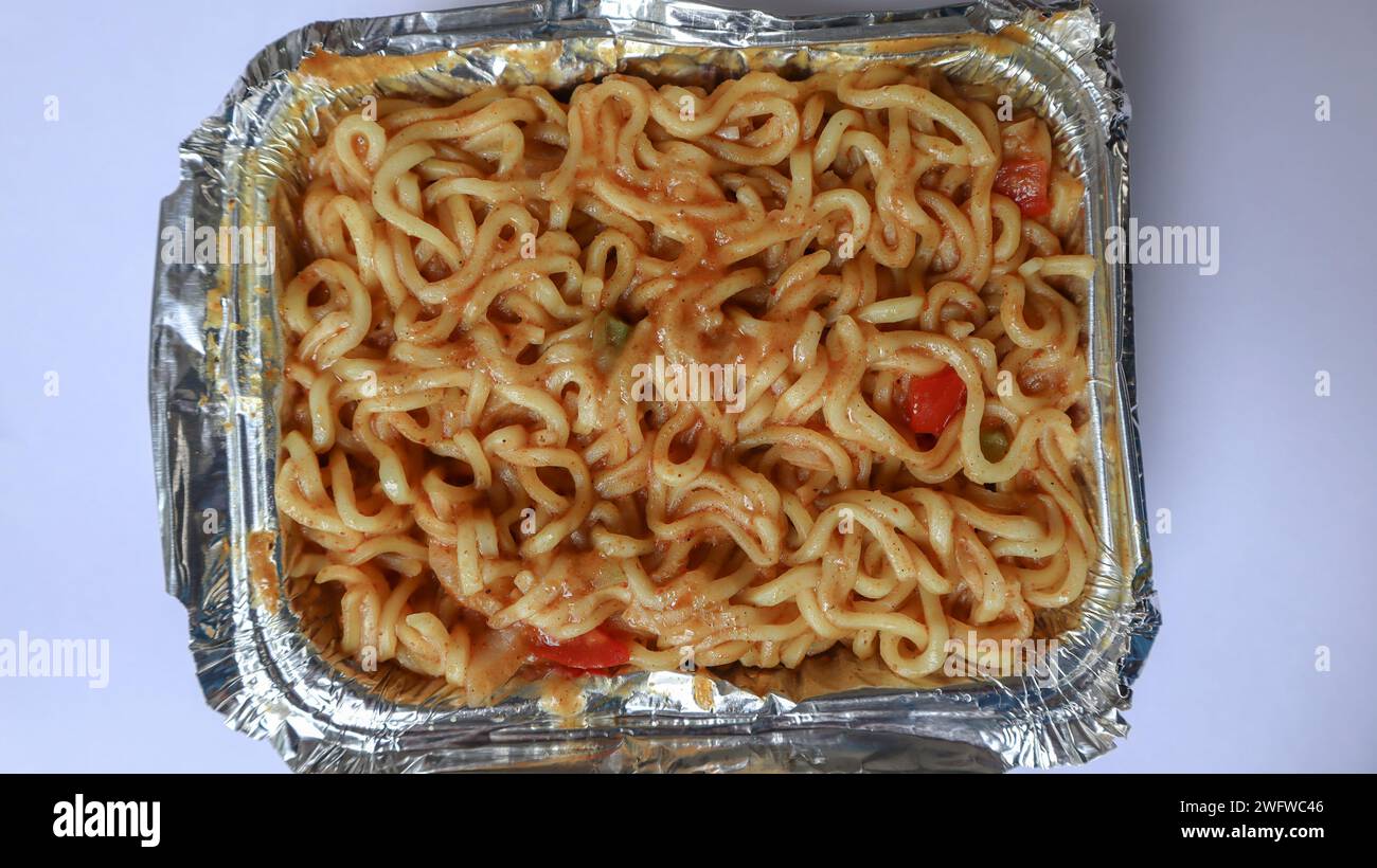 Tasty Vegetable Maggi food delivery parcel in aluminium foil box