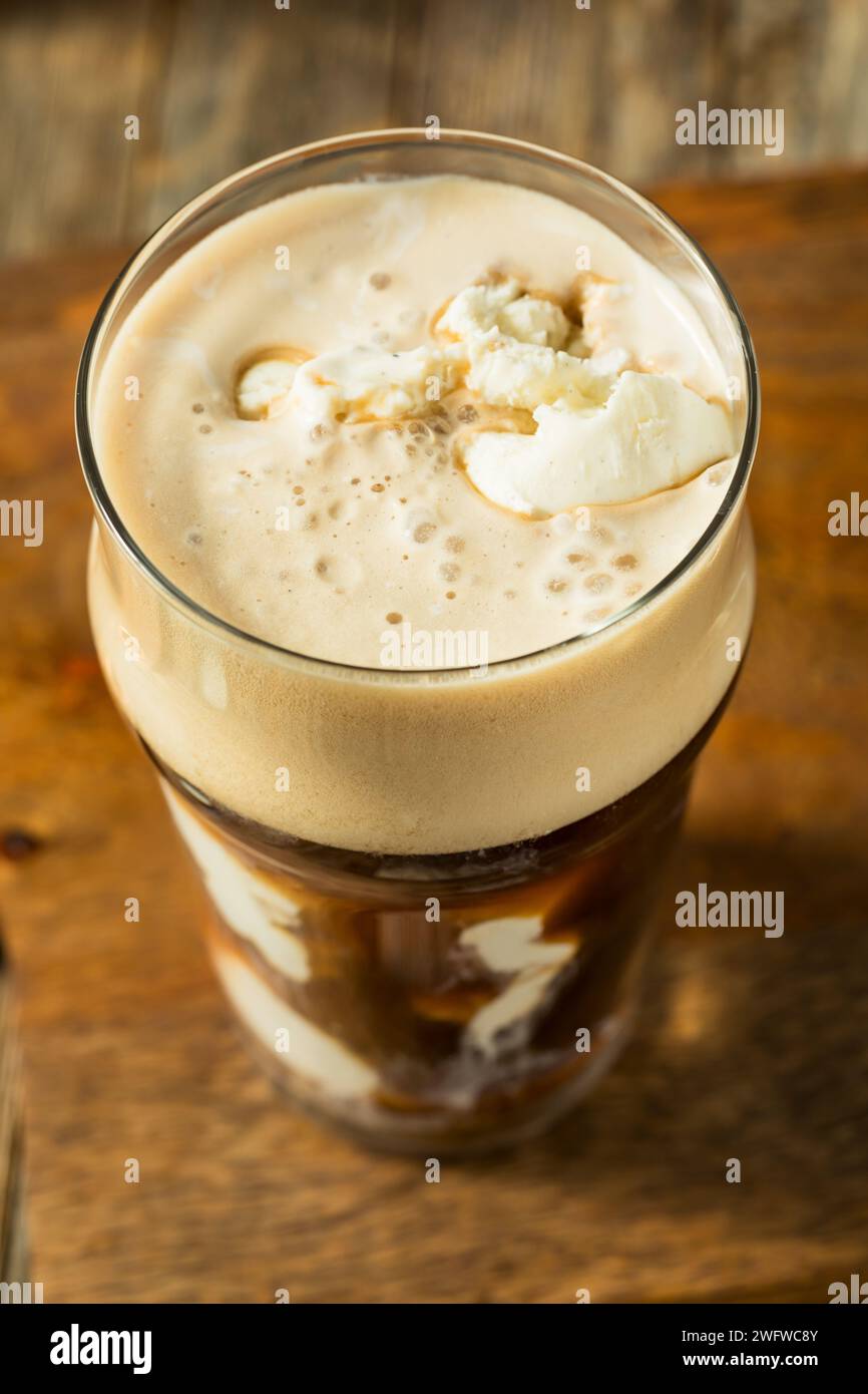 Frozen Boozy Irish Stout Beer Ice Cream Float in a Pint Glass Stock