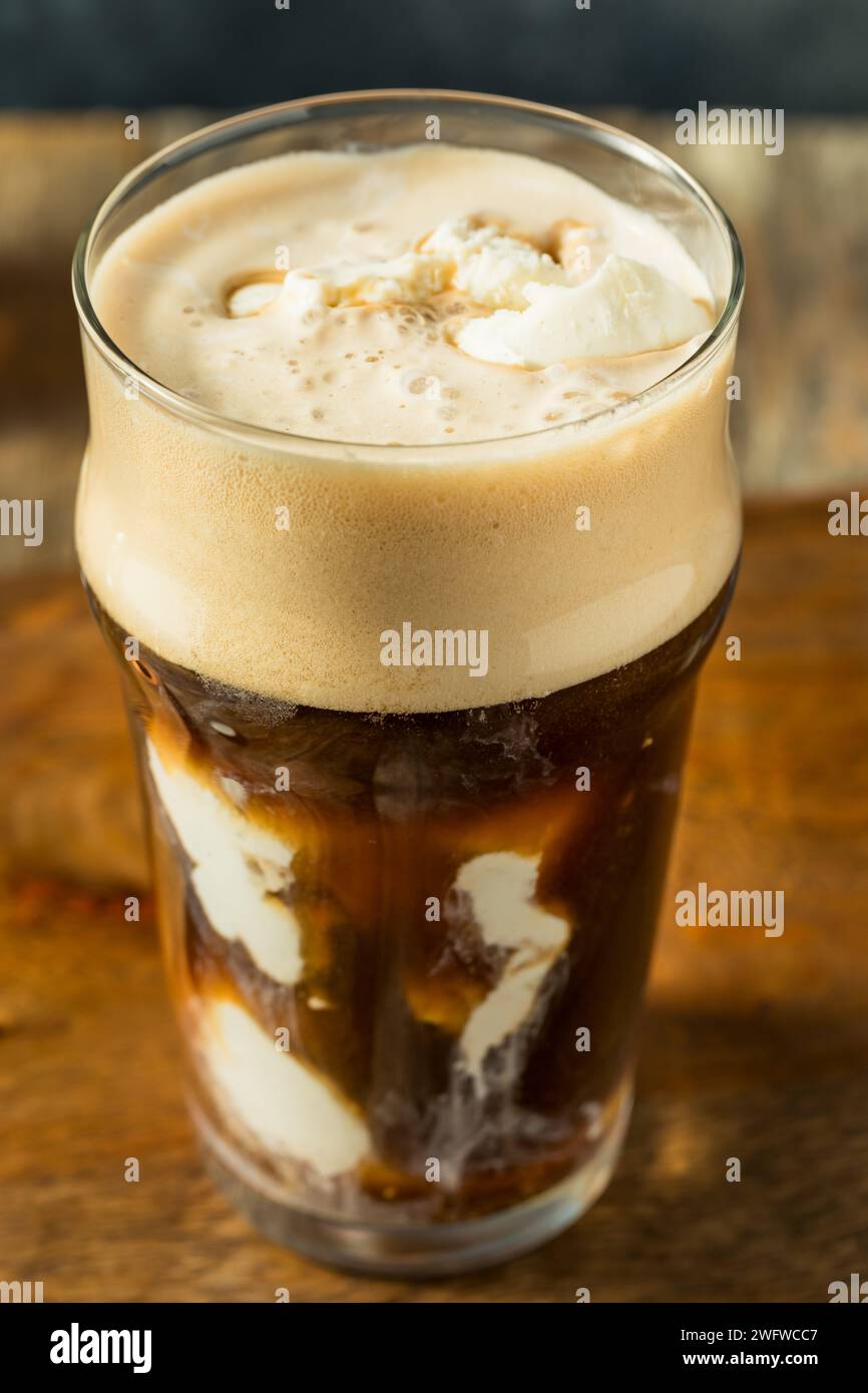 Frozen Boozy Irish Stout Beer Ice Cream Float in a Pint Glass Stock