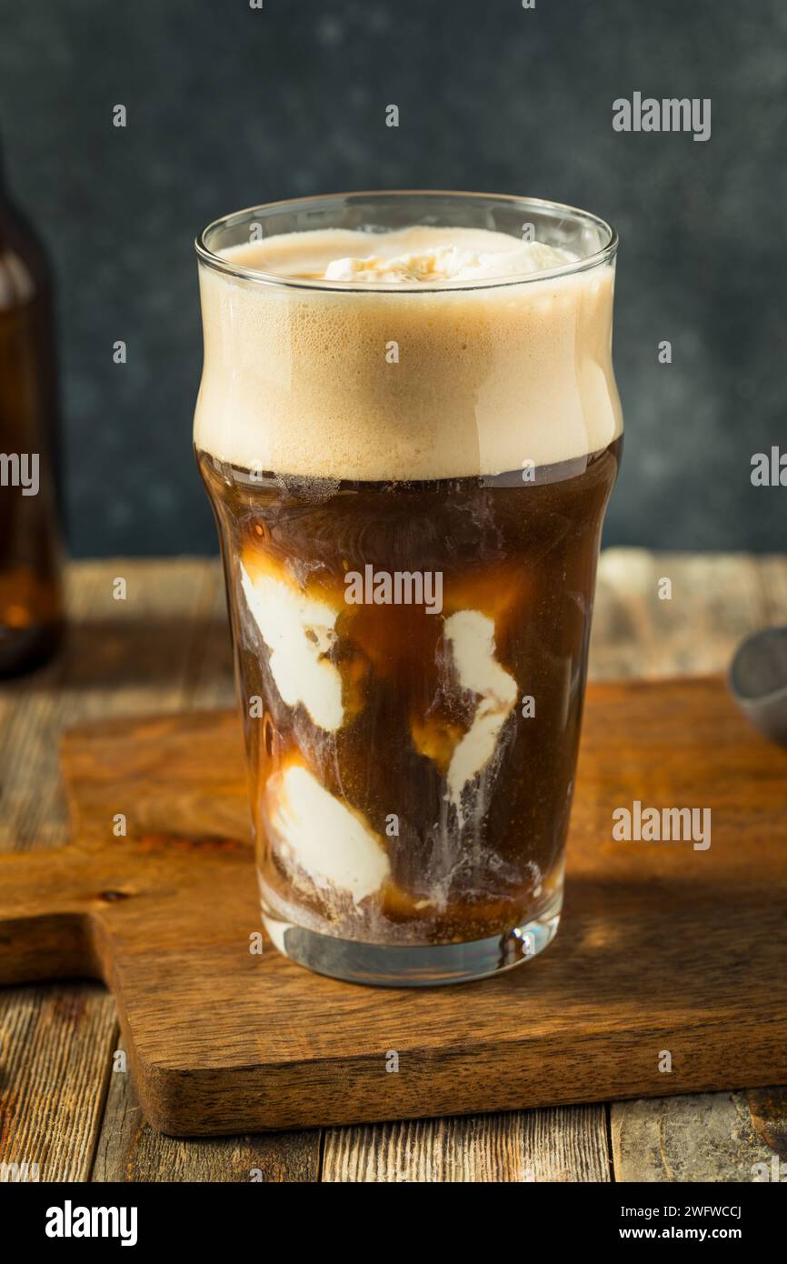 Frozen Boozy Irish Stout Beer Ice Cream Float in a Pint Glass Stock