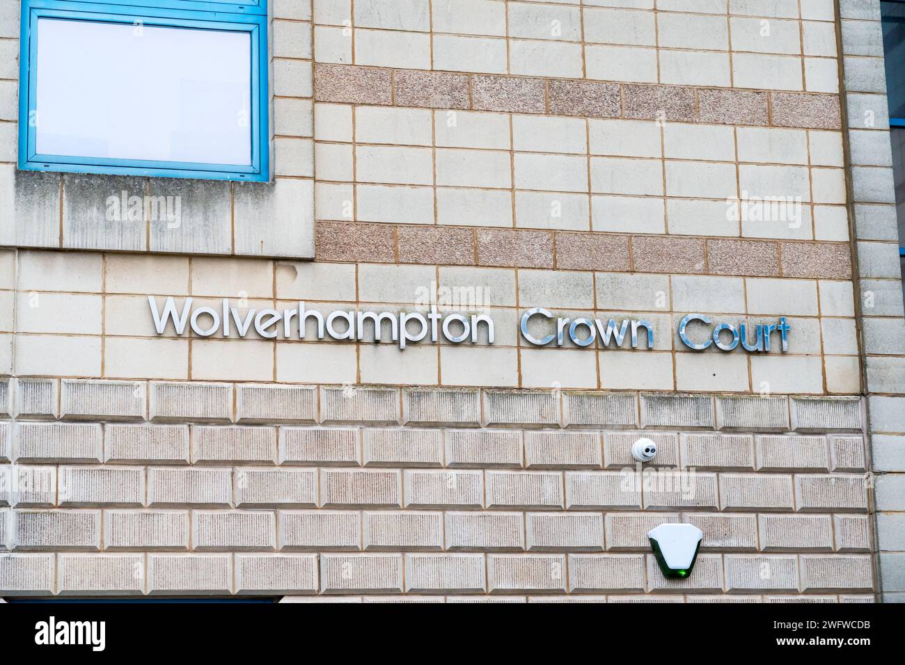 Wolverhampton, England – January 31 2024: Front signage of the Crown Court in Wolverhampton Stock Photo