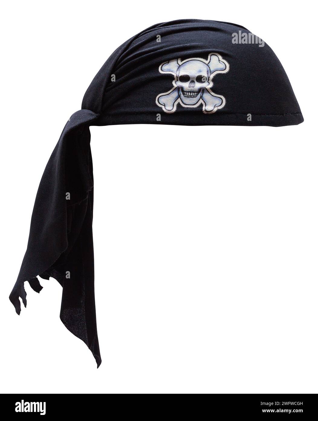 Black Pirate Skull Cap Cut Out on White. Stock Photo