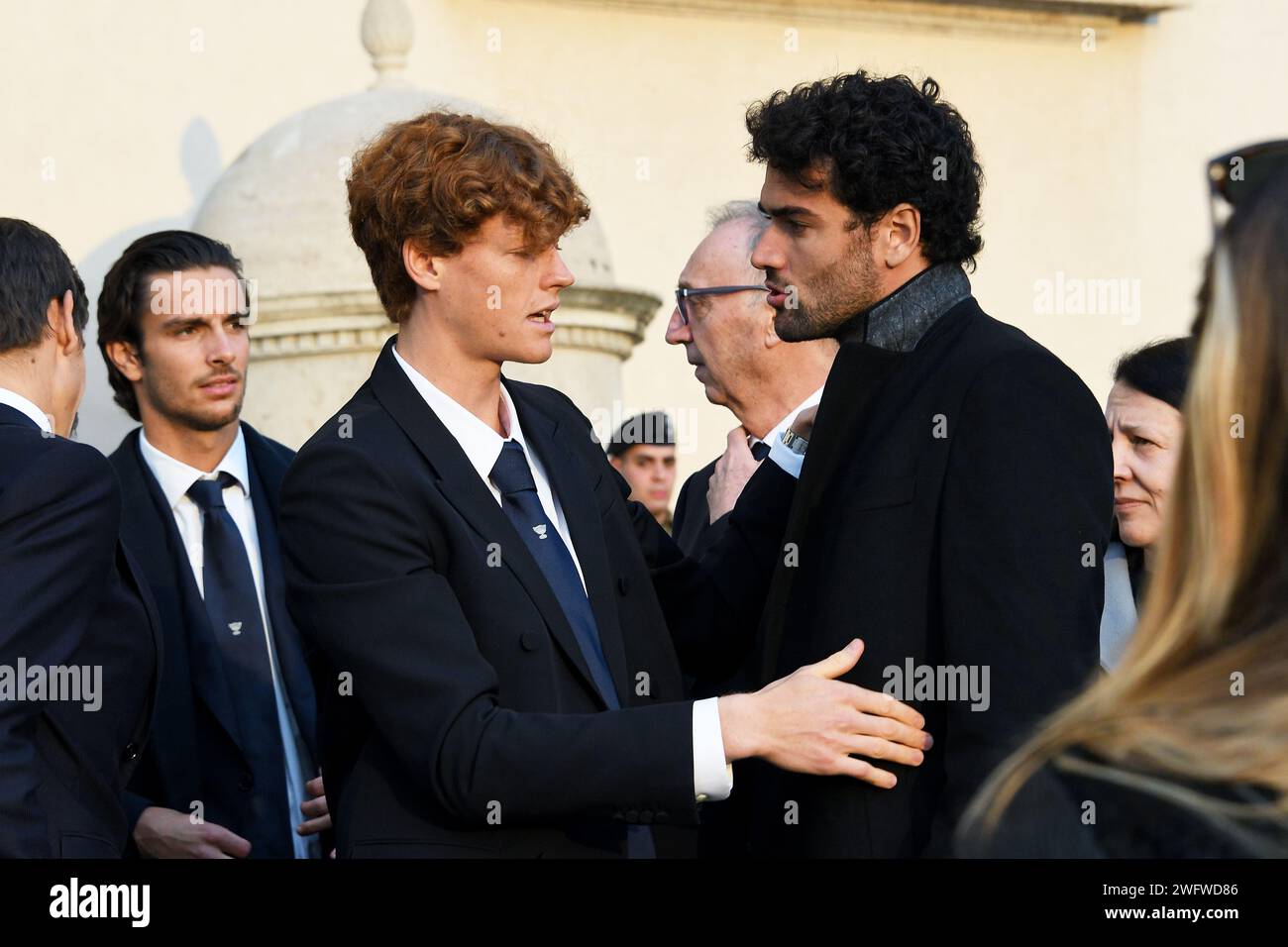 Rome, Italy. 01st Feb, 2024. Rome, Jannik Sinner leaves the Quirinale ...