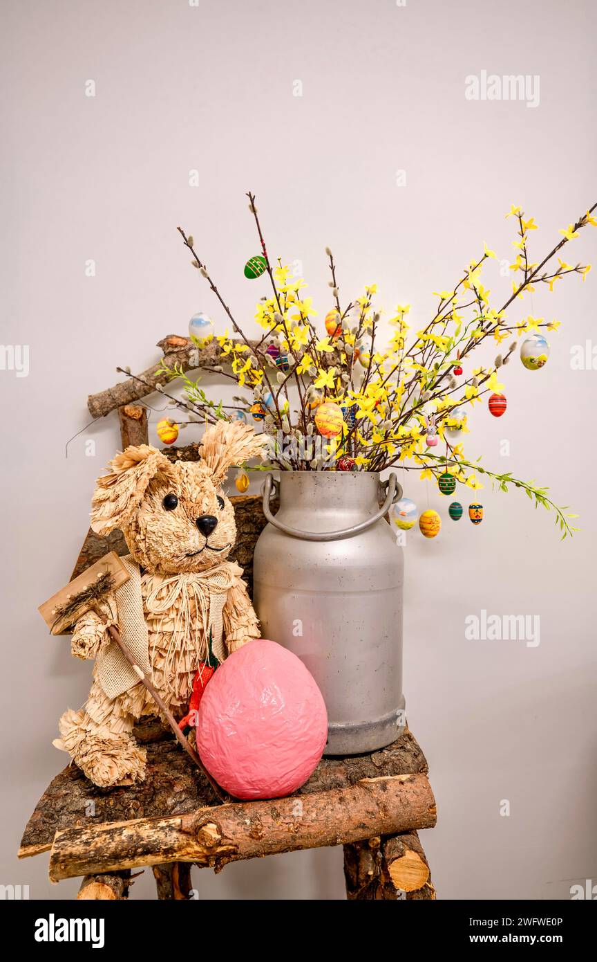 Easter bunny with easter eggs Stock Photo - Alamy