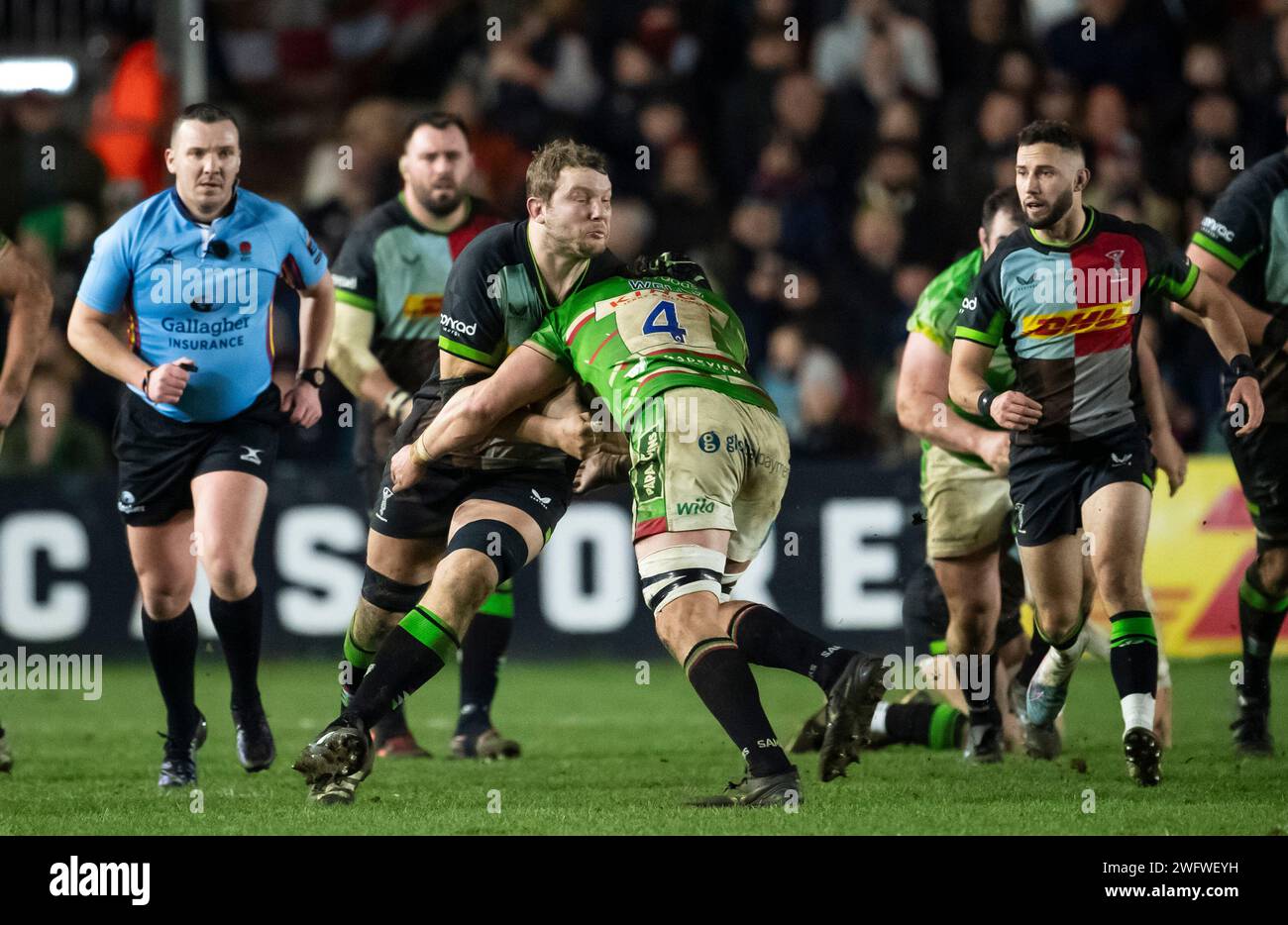 Harlequins Joe Launchbury in action during Harlequins vs Leicester