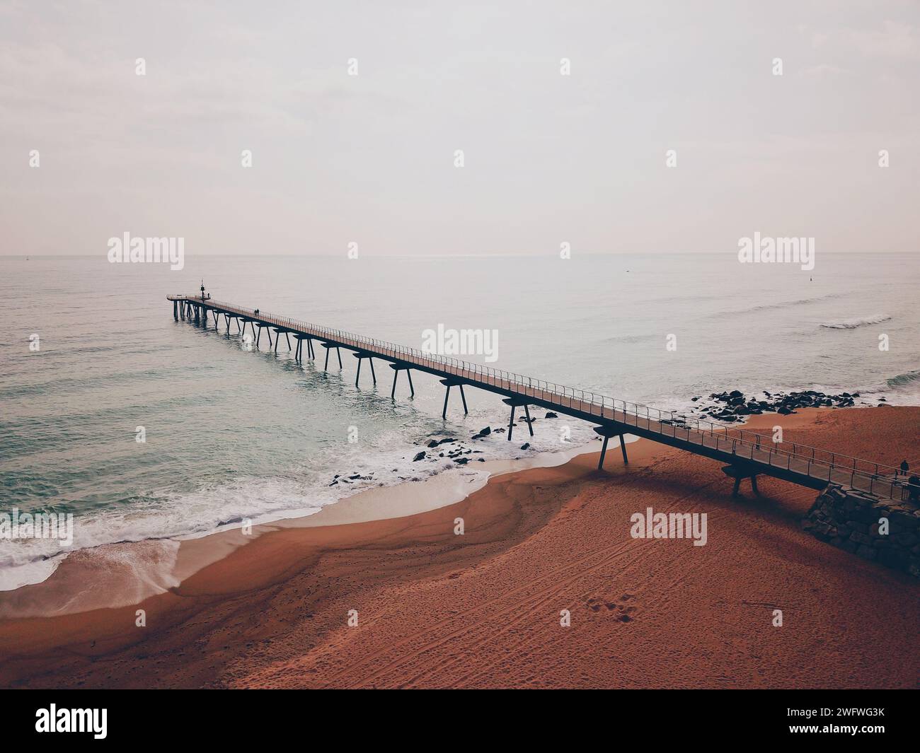petroli bridge in Badalona , Spain , taken with drone on February 22, 2018 Stock Photo