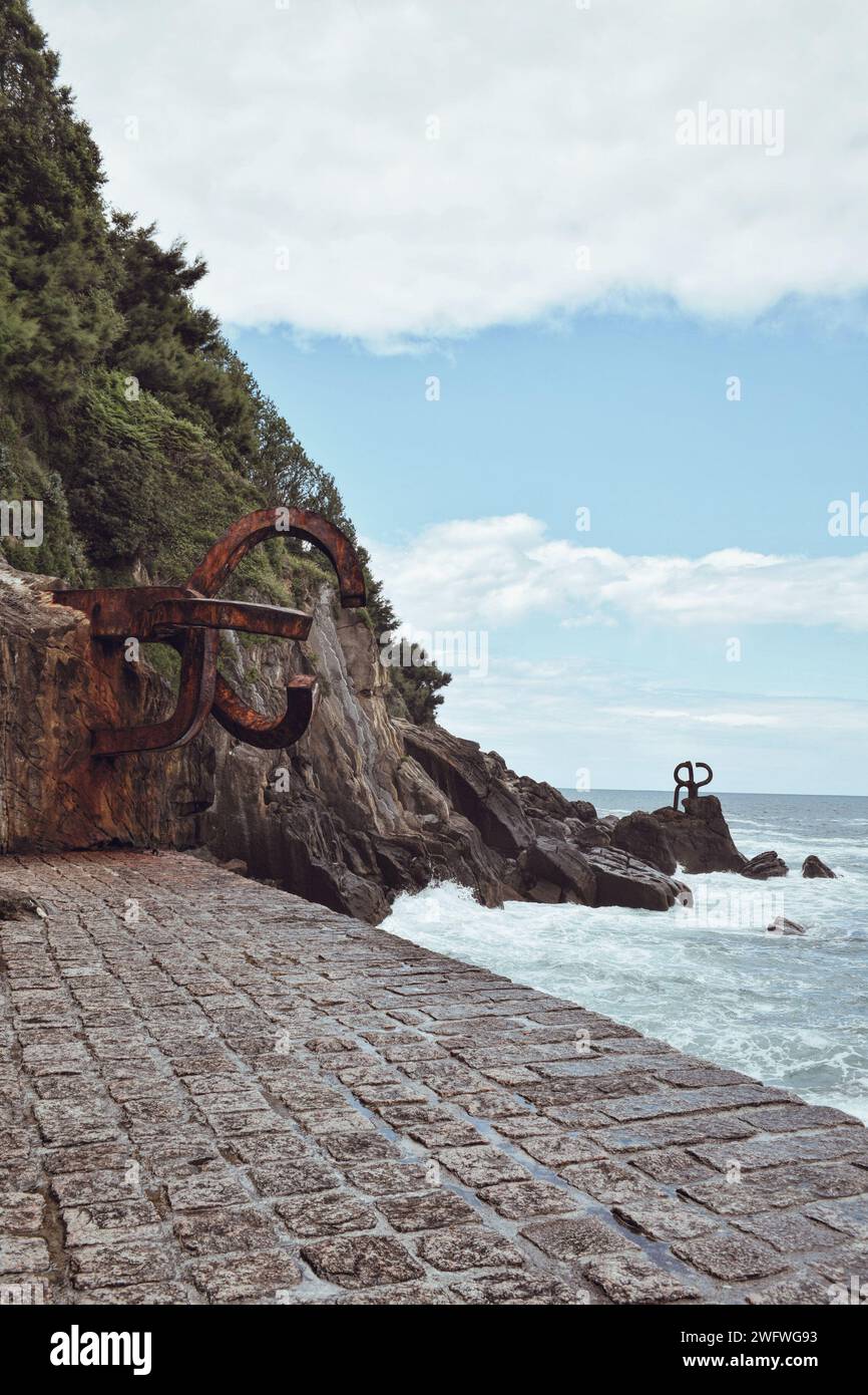 famous wind comb in the bay of San Sebastian in Spain on June 21, 2021 Stock Photo