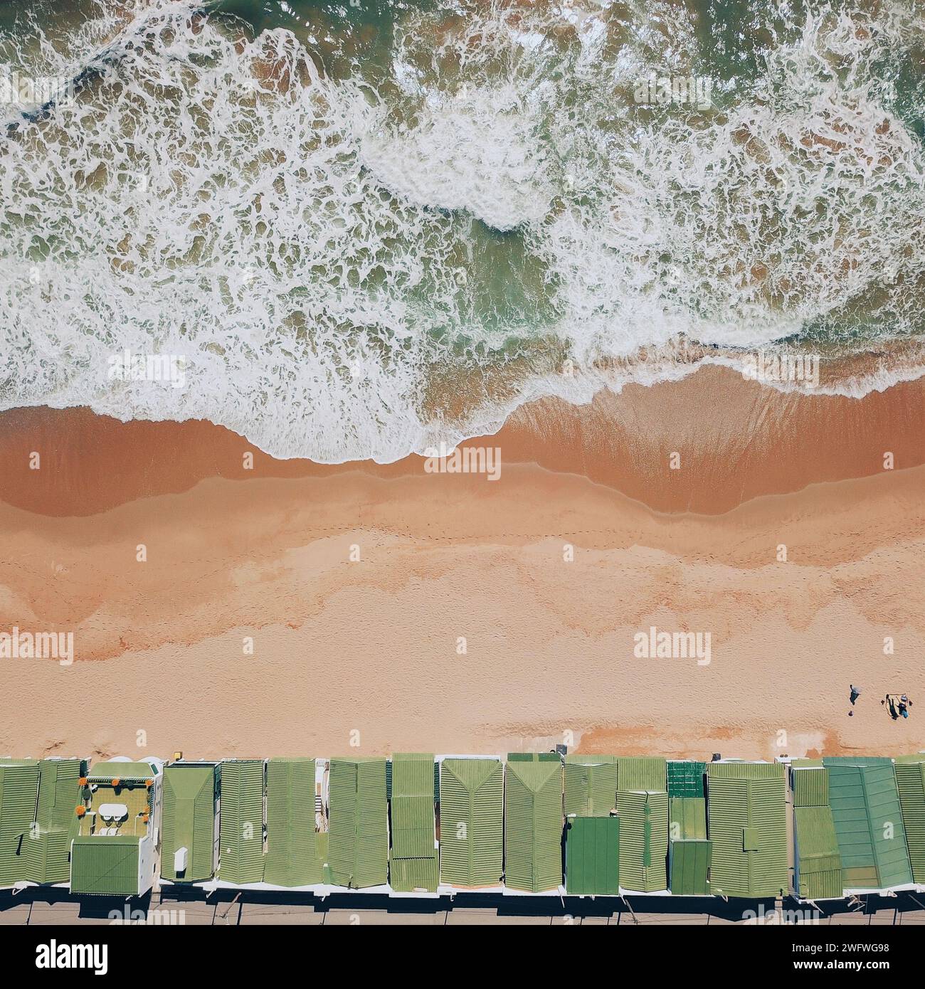 Photo taken with a drone on the Garraf beach in Barcelona on March 22, 2018 Stock Photo