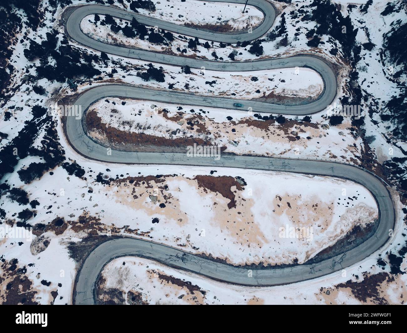 Vallter 200 highway in Catalonia on January 22, 2018 Stock Photo