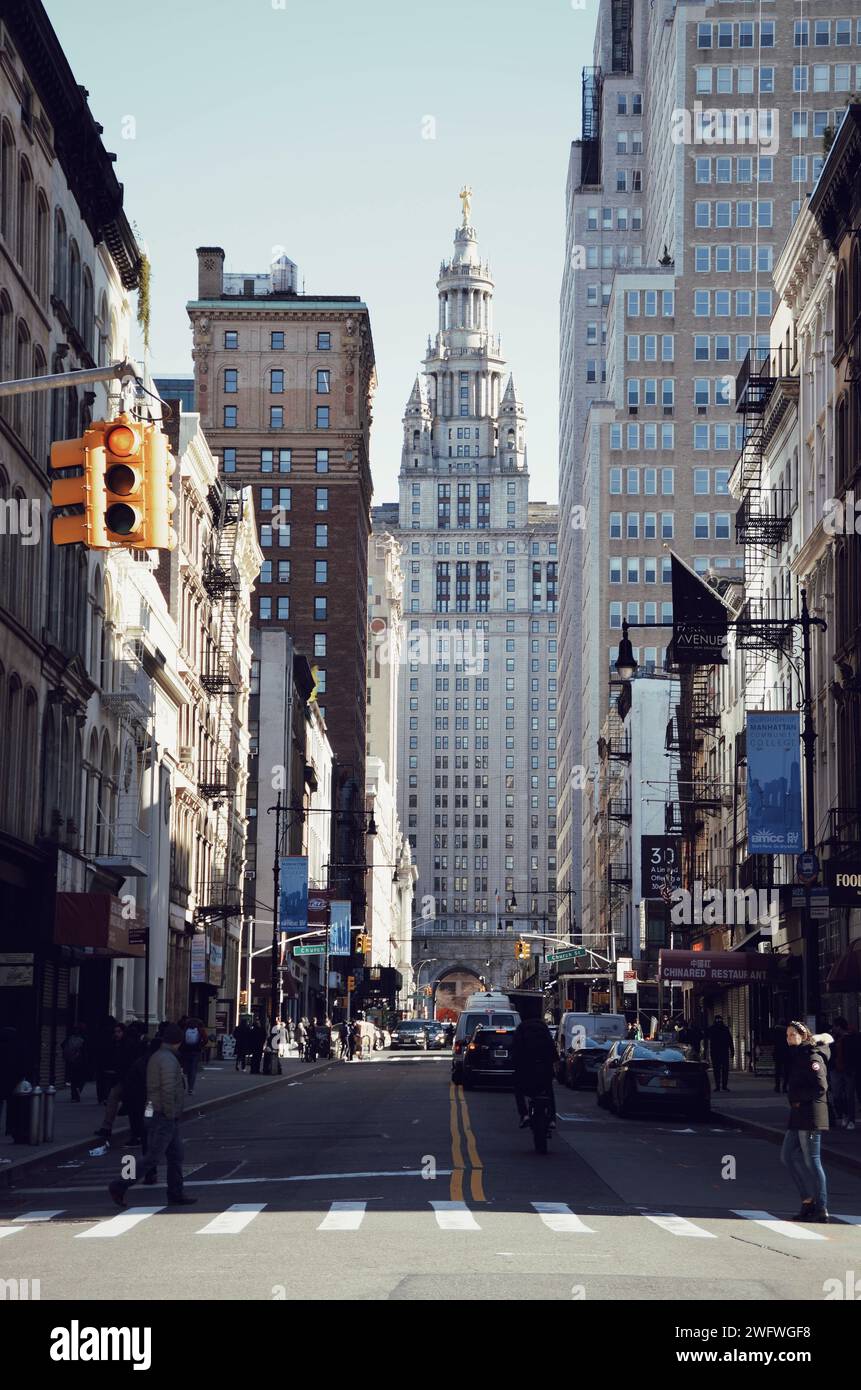 street in downtown Manhattan in New York on February 17, 2020 Stock Photo