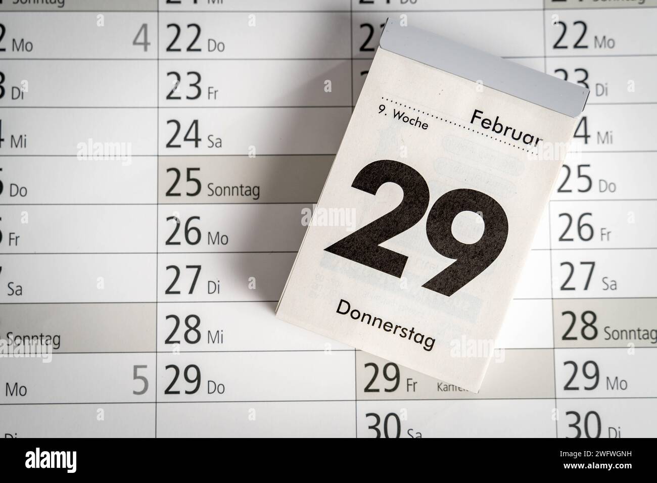 Augsburg, Bavaria, Germany - January 31, 2024: Leap year 2024, February 