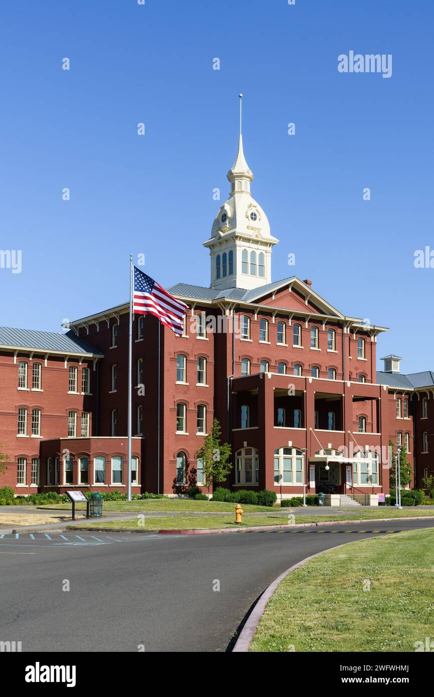 Salem, OR, USA - June 11, 2023; Museum entrance at the Kirkbride building at Oregon State Hospital in Salem Stock Photo