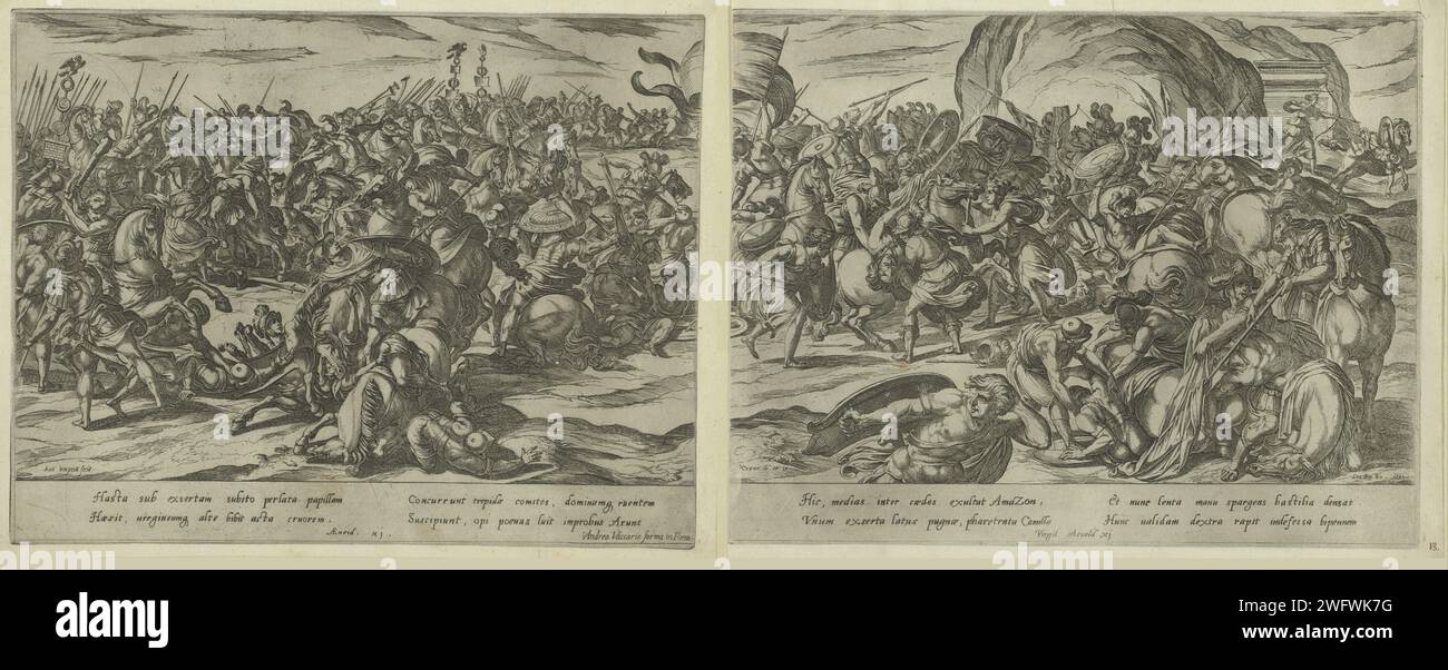 Camillus's death in the battle between Greeks and Romans, 1591 print ...