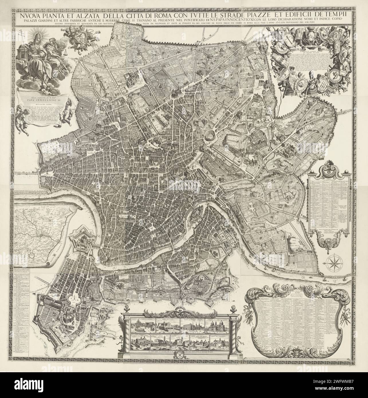 Map of the city of Rome, 1676 print print maker: Romeafter own design ...
