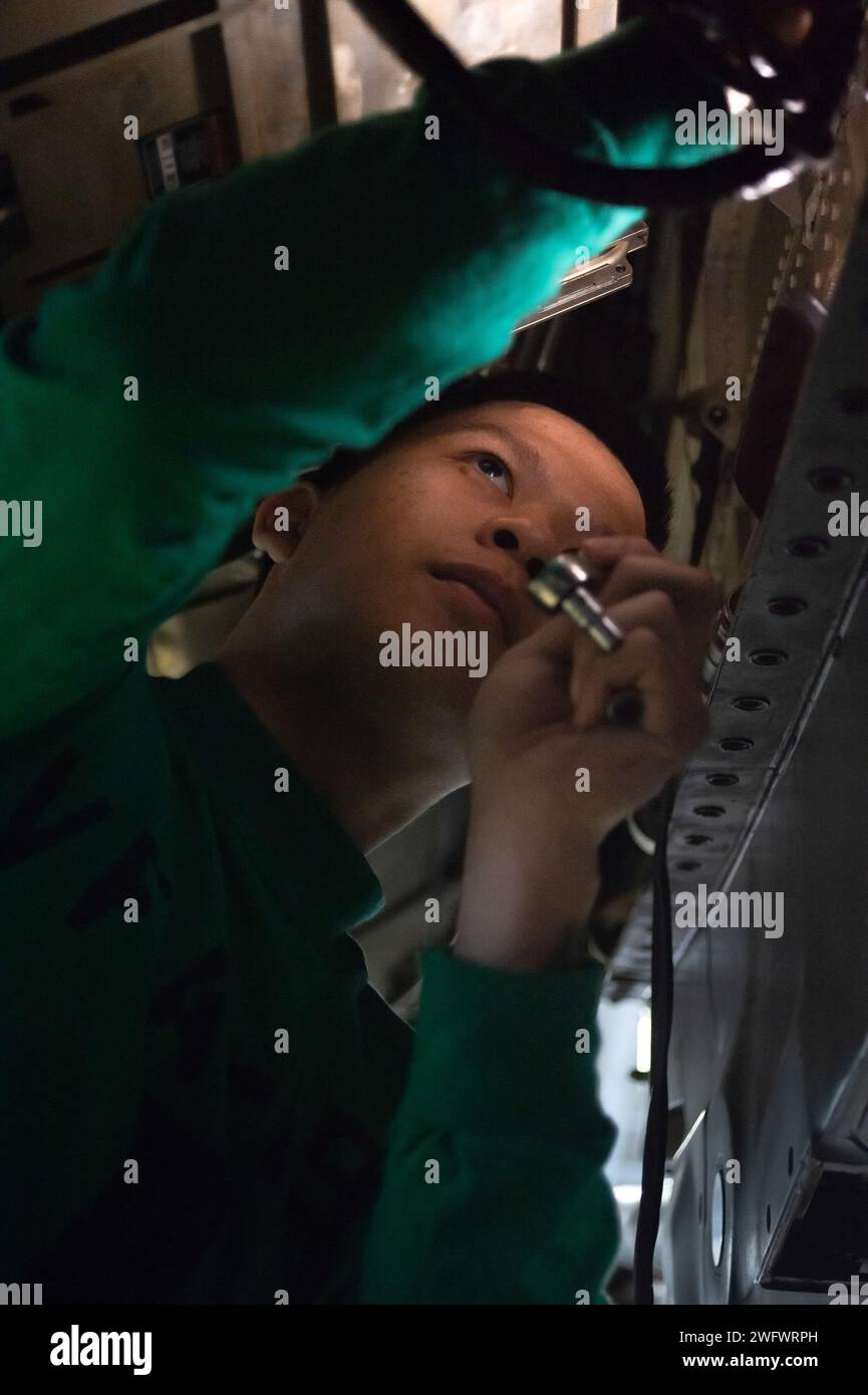 PACIFIC OCEAN (Jan. 14, 2024) U.S. Navy Aviation Structural Mechanic ...