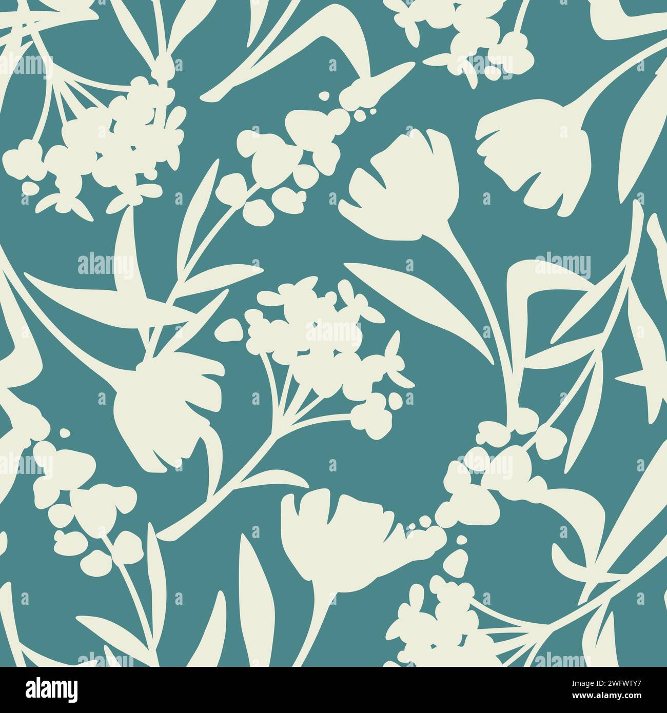 Seamless floral pattern with flowers. Vector blue and yellow floral ...