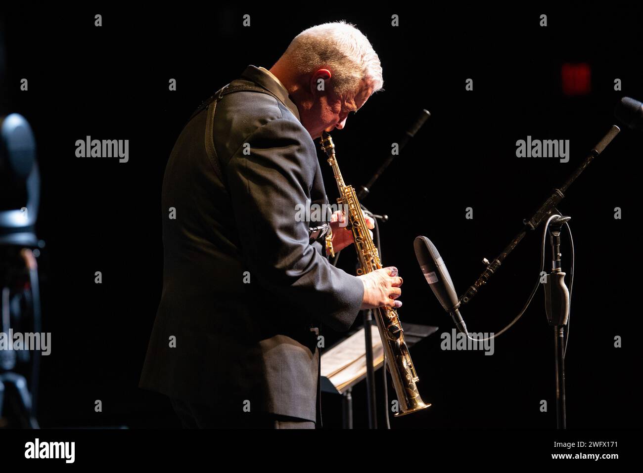 240113-N-NO246-9309 FAIRFAX, Va. (January 13, 2024) Senior Chief Musician Robert Holmes, from McLean, Va., performs with the U.S. Navy Band Commodores. The Navy Band presented this concert at its annual Saxophone Symposium. Stock Photo