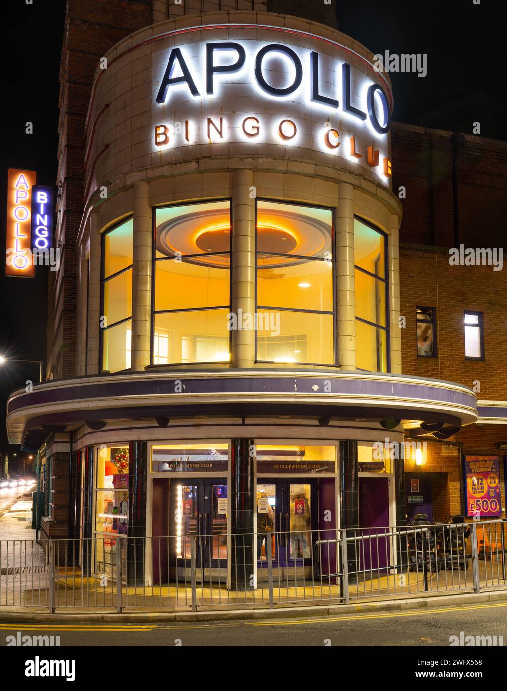 Apollo Bingo Hall, Rhyl, originally the Odeon Cinema when opened in 1937. Pictured here in December 2023. Stock Photo