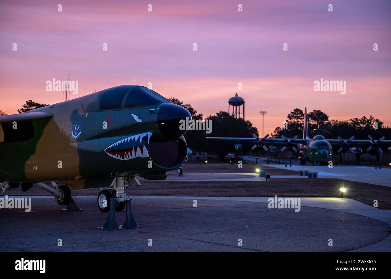 An A7D Corsair II is displayed at the President W. Bush Air