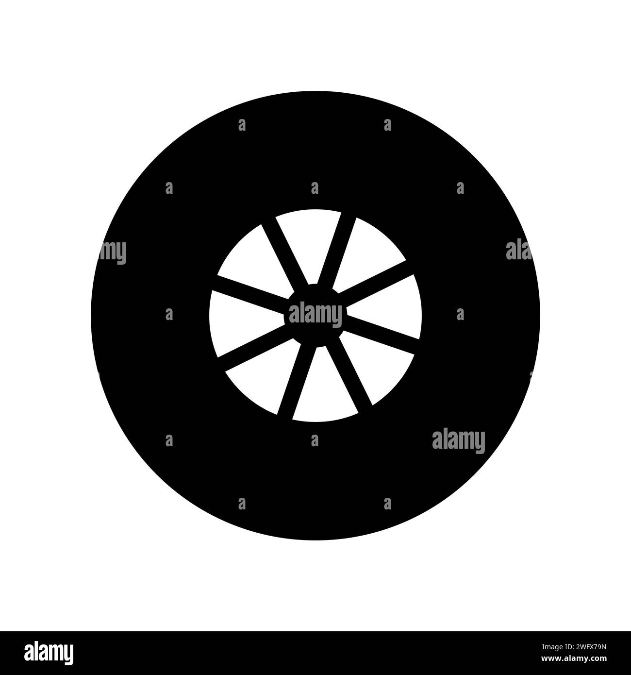 Wheel icon isolated on white background. Black wheel pictogram illustration Stock Photo