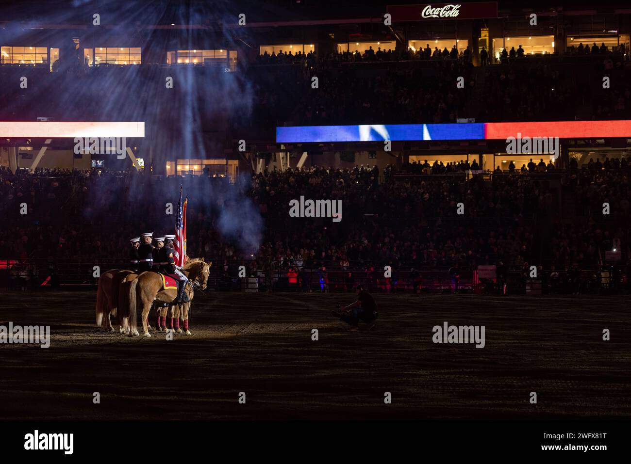 U.S. Marines with the Marine Corps Mounted Color Guard, Marine Corps Logistics Base Barstow