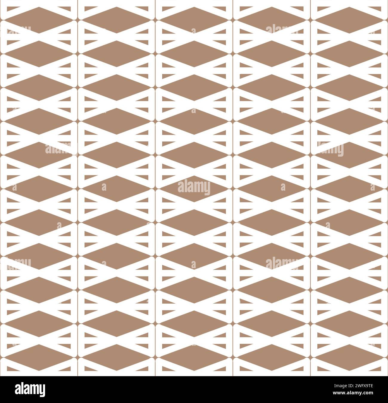 Geometric pattern with white symmetrical objects on beige background ...