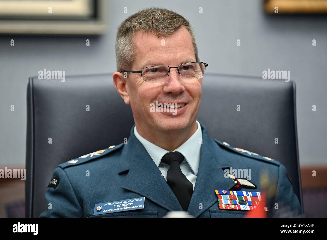 Royal Canadian Air Force Commander Lt. Gen. Eric Kenny speaks with Air