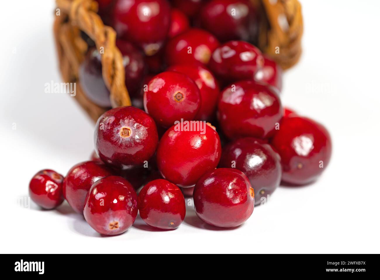 Cranberries in a basket, close-up Stock Photo