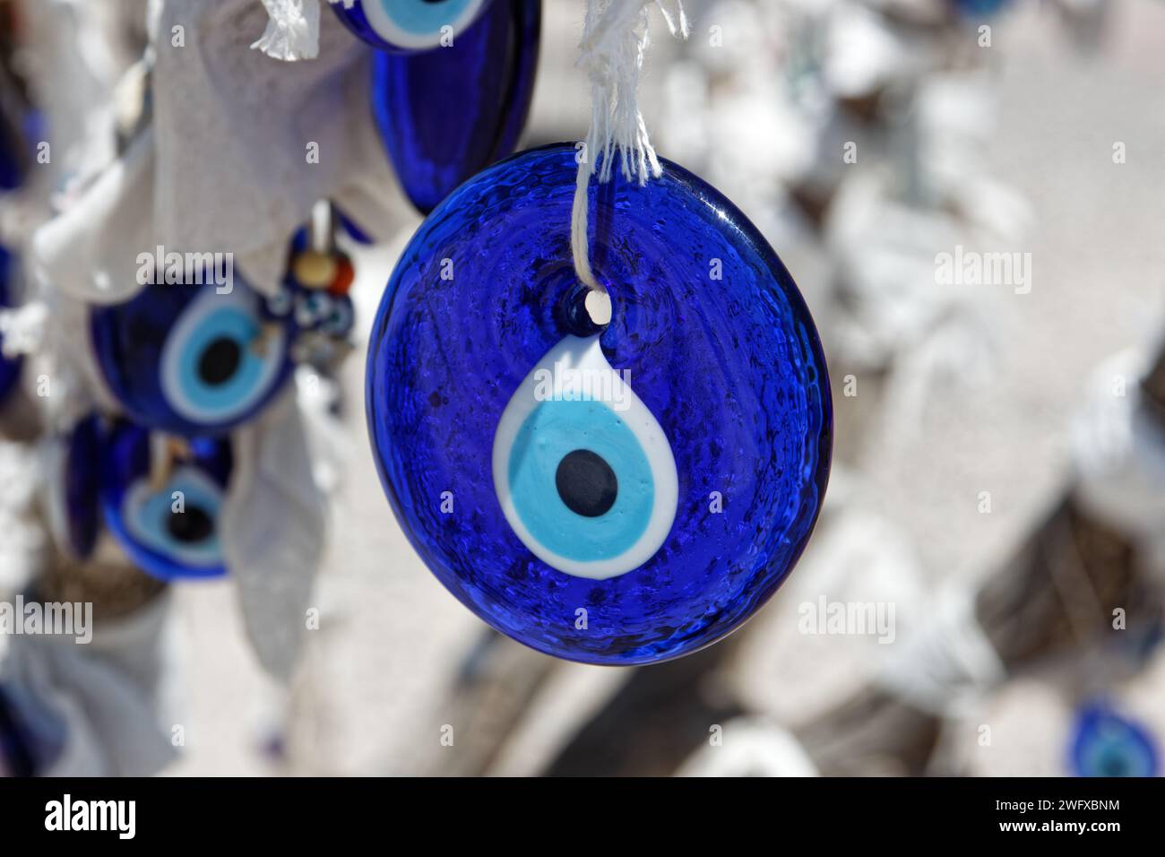 Nazar Boncuk (Nazar Boncuğu) pendants in Kapadokya, Türkiye Stock Photo